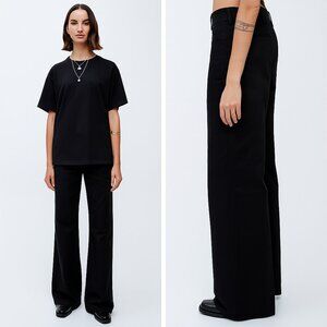 NWT Re/Done Super Wide Leg Trouser Pants Black High Waist Neutral Waist 32